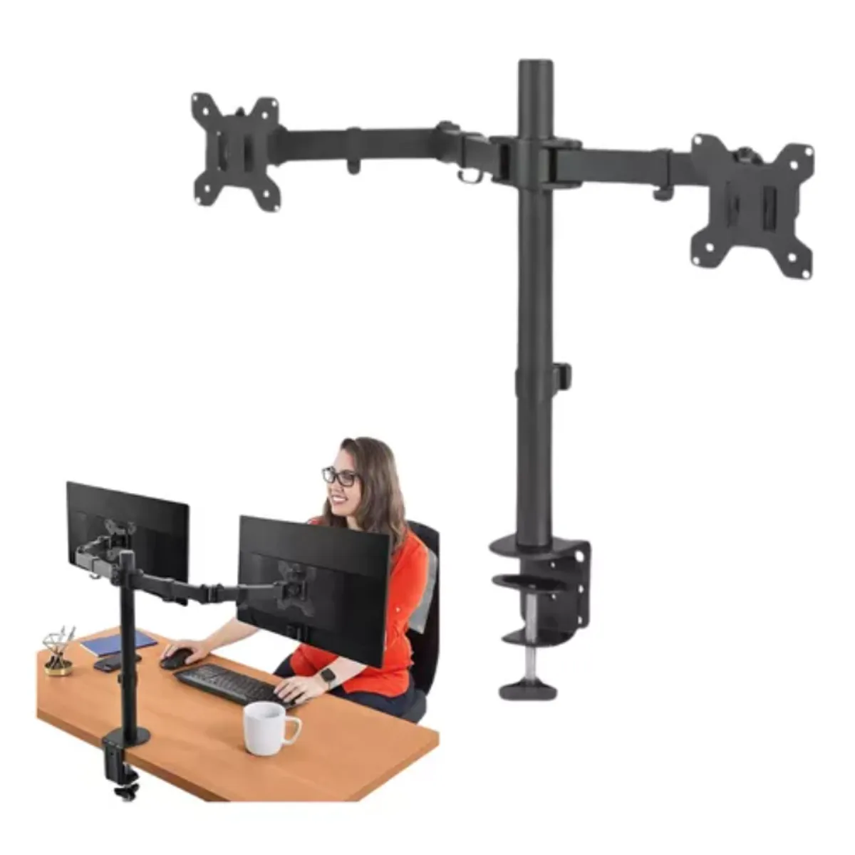 GENERICO - Soporte Articulado Para 2 Monitores/tv Led Brazo Hasta 32