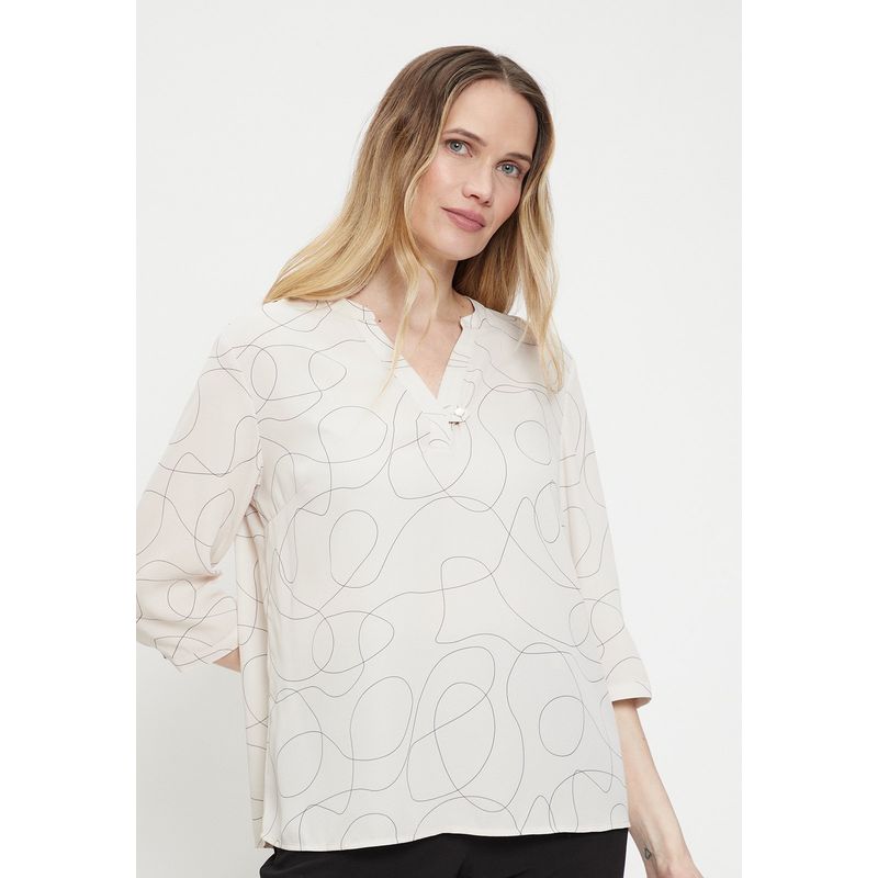 MA GRIFFE - Blusa Manga Larga Crudo Mujer Magriffe