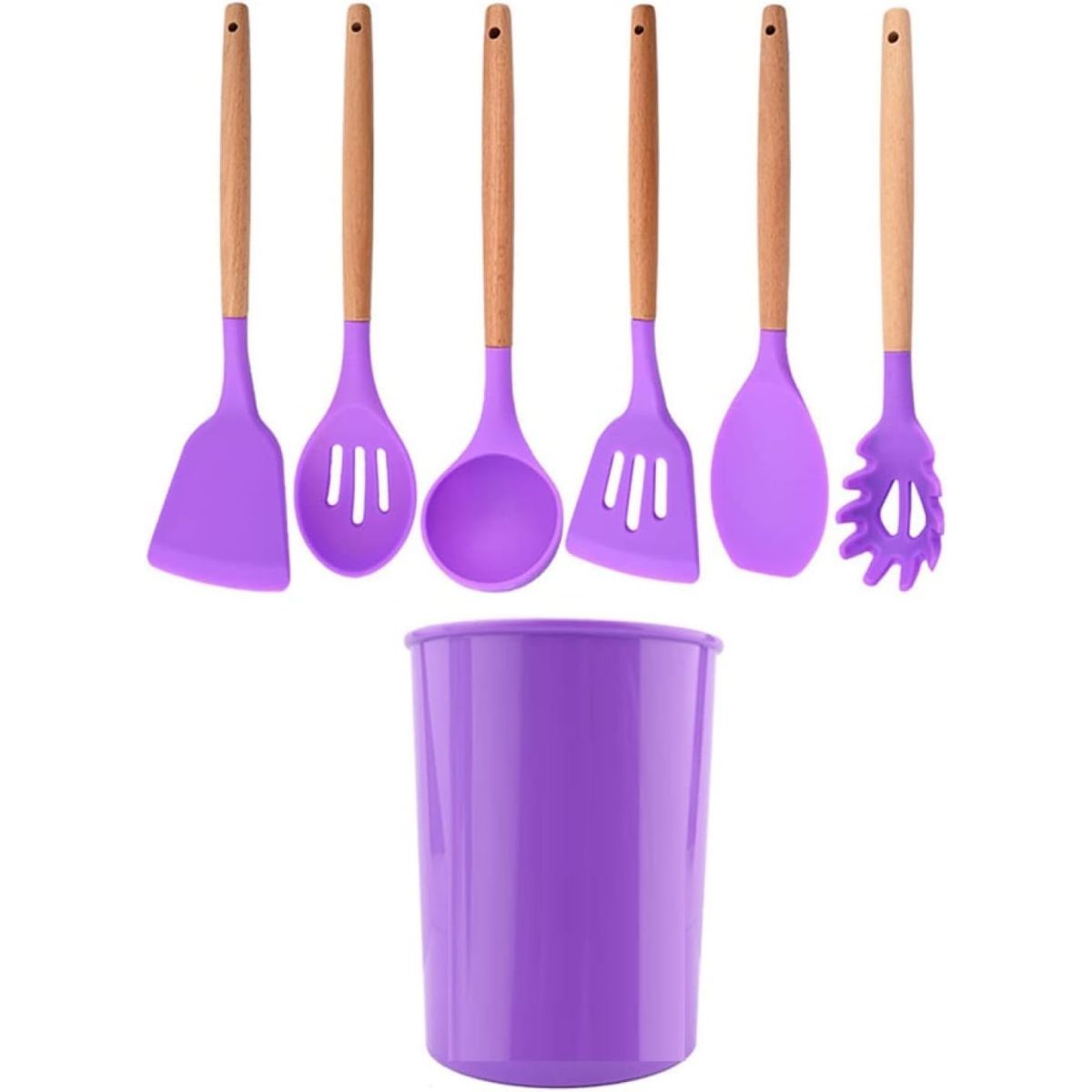 GENERICO - UTENSILIOS DE COCINA DE SILICONA ANTIADHERENTE SET 12 PIEZAS LILA