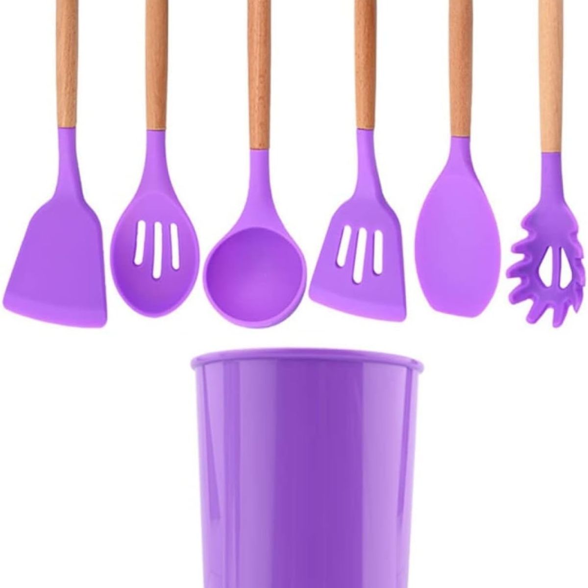 GENERICO - UTENSILIOS DE COCINA ANTIADHERENTE SET 12 PIEZAS SILICONA VIOLETA