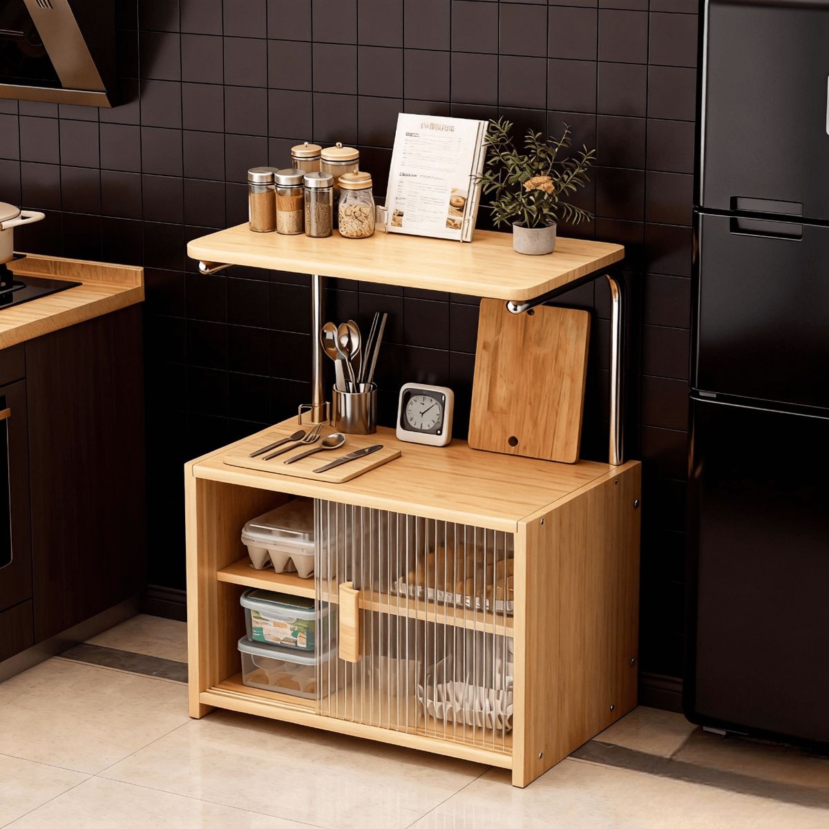 HALMAN - Mueble Organizador de Bambú para Cocina o Comedor