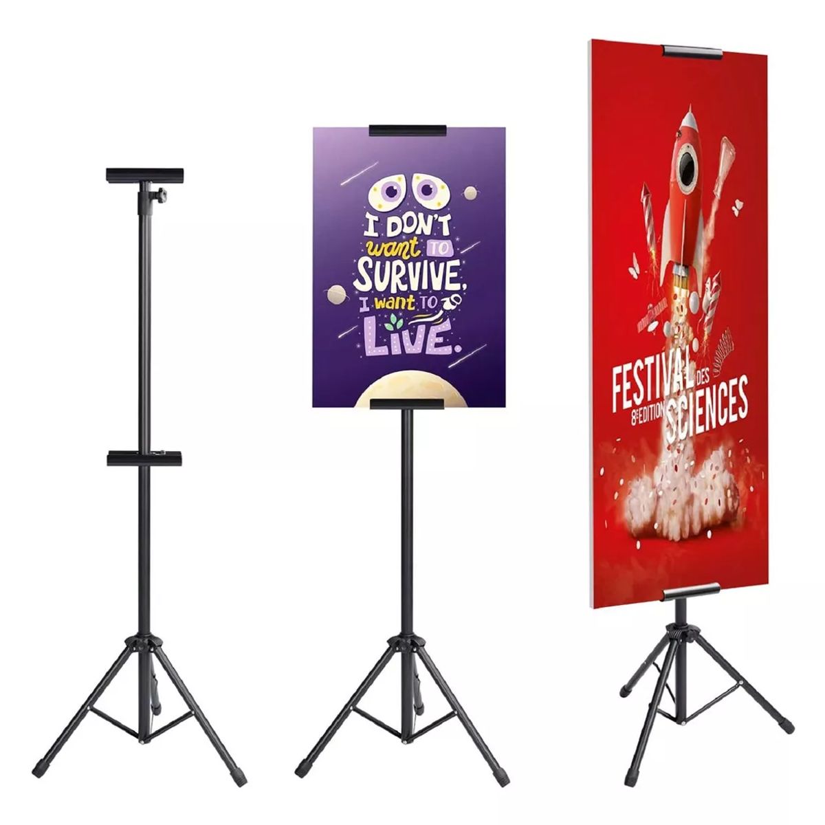 DEKANO - Soporte O Porta Pendón Alta Ajustable Para Póster 100-225cm