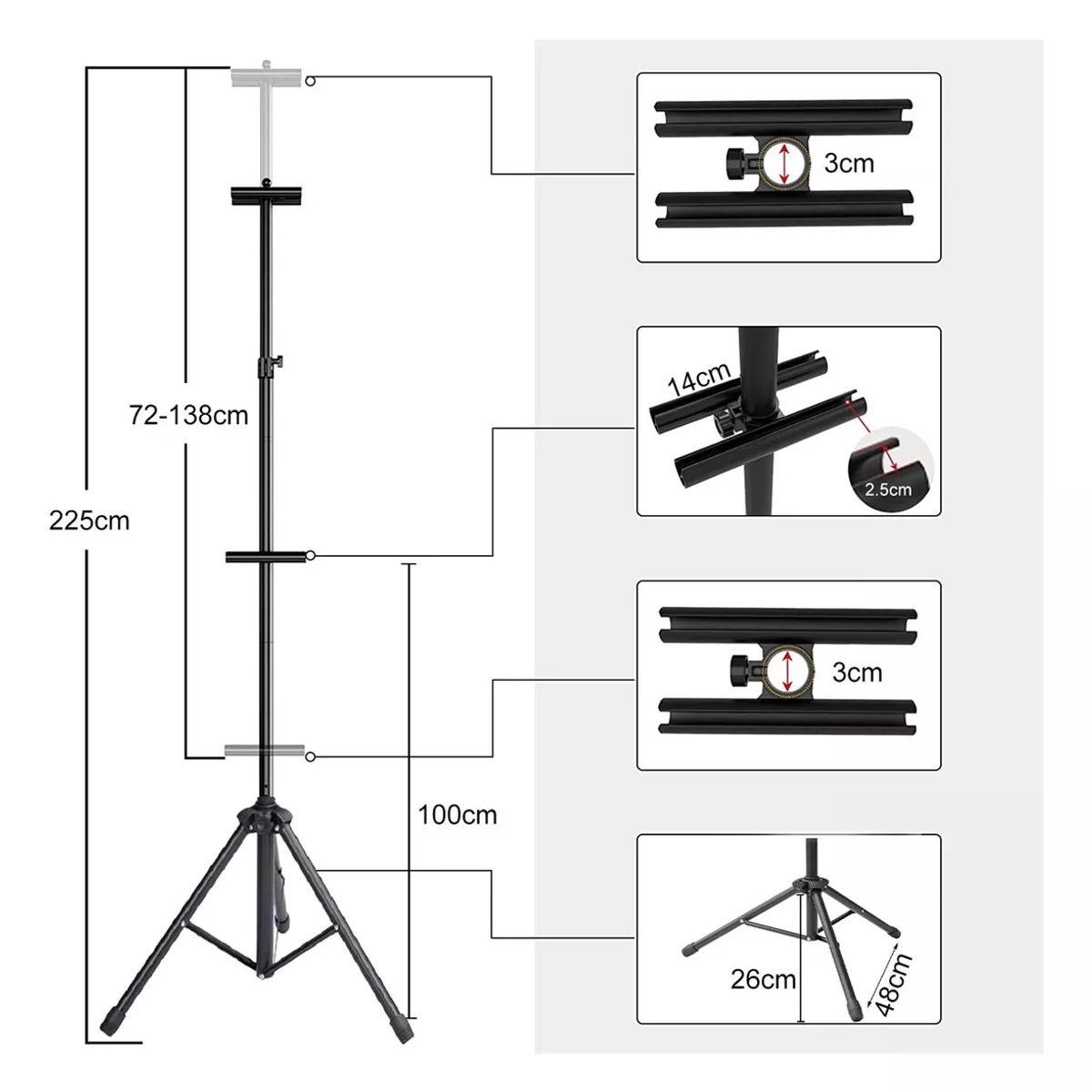 DEKANO - Soporte O Porta Pendón Alta Ajustable Para Póster 100-225cm