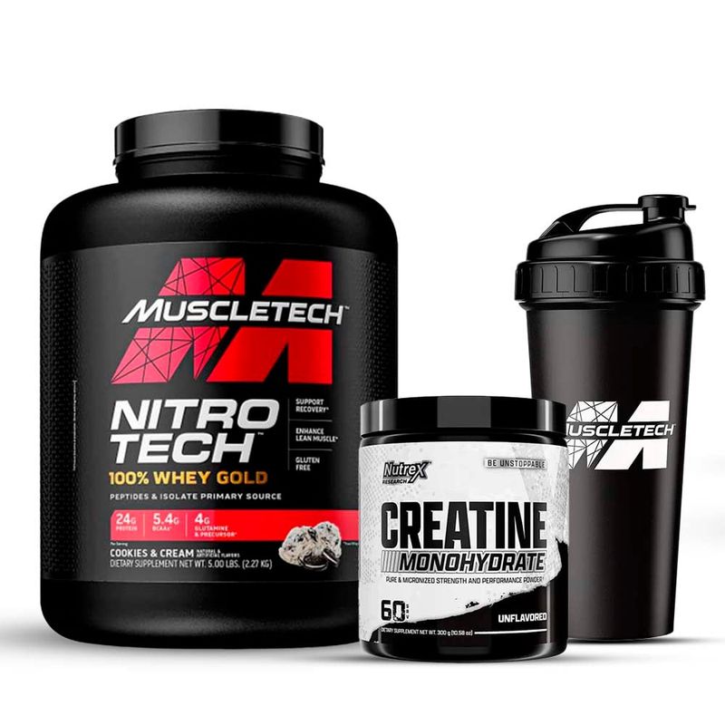 MUSCLETECH - Pack Nitro Tech Muscletech + Creatina Nutrex + Shaker