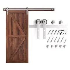 DEKANO - Kit Riel Corredera Granero 2mt Para Colgar 1 Puerta plata Herraje