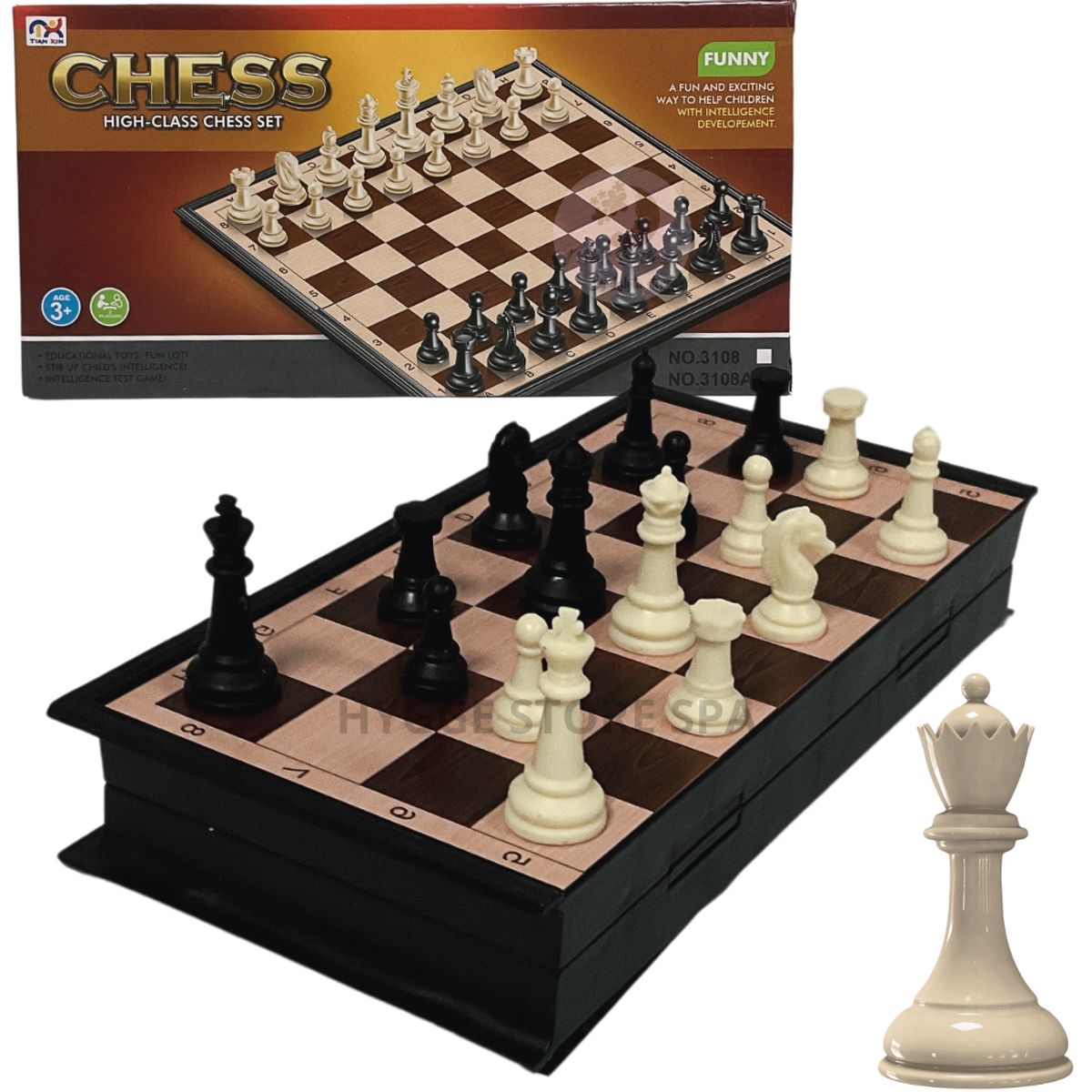 CHESS - Juego de Ajedrez Magnético Tablero Plegable Chess 30x30cm Grande