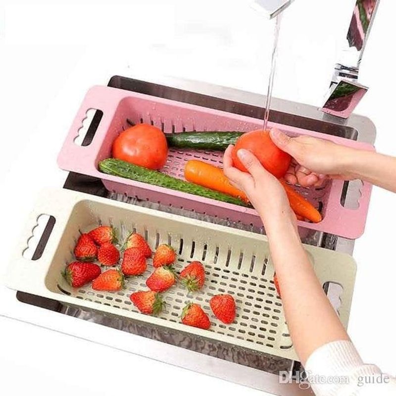 GENERICO - Escurridor Cocina Extensible Frutas Verduras Platos