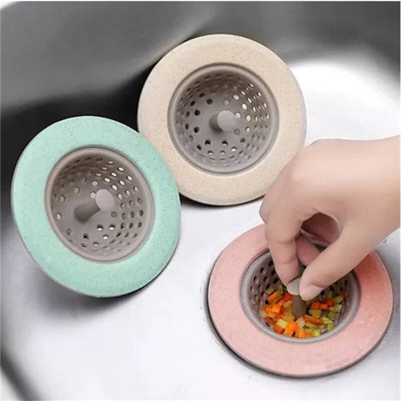 GENERICO - Pack 5 Filtro Tapon De Drenaje Cocina Baño Tapa Silicona Lavaplatos
