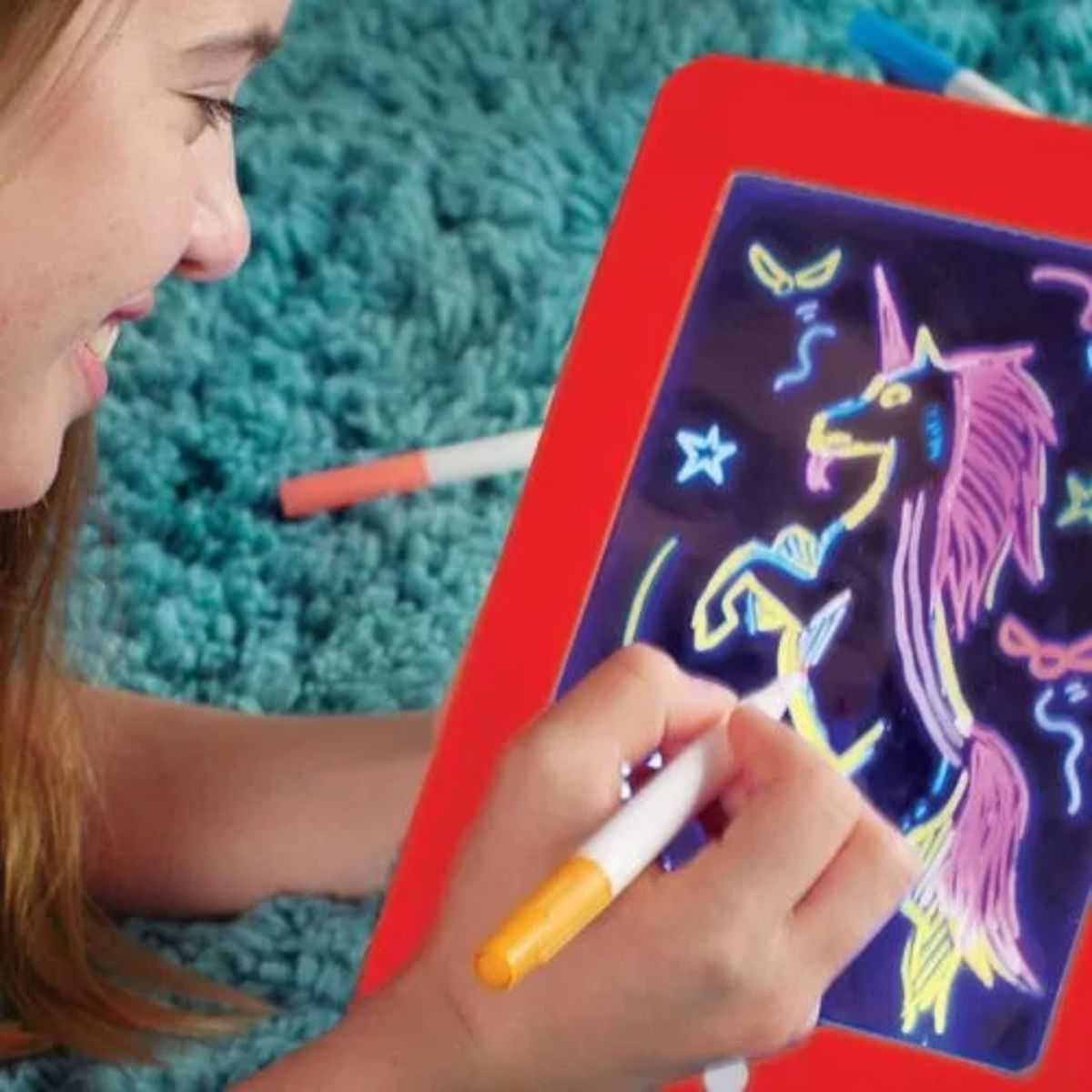 OEM - Pizarra De Dibujo Mágico Luz Led Plumones Niños