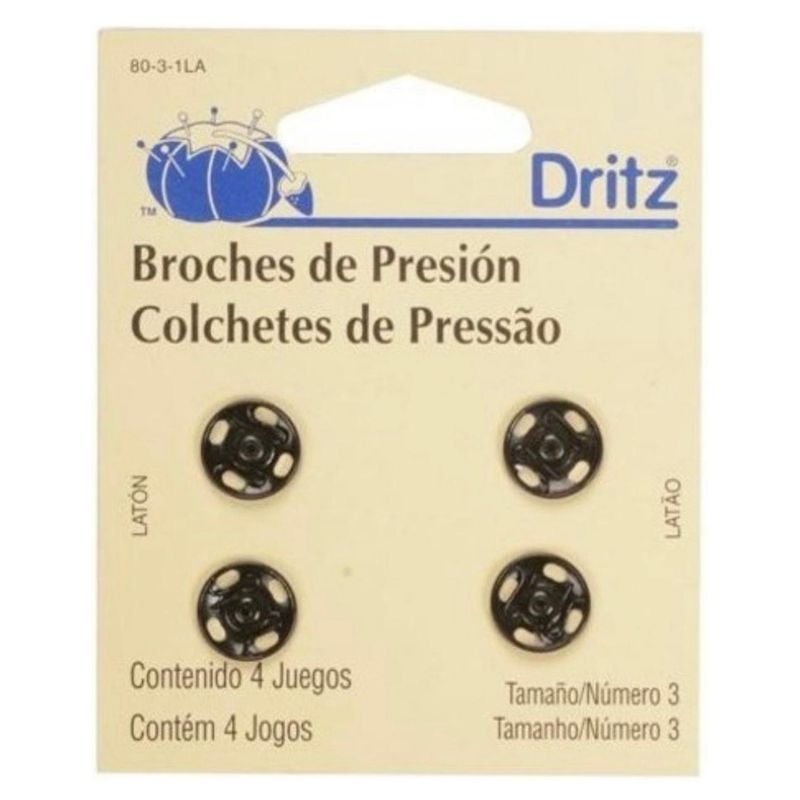GENERICO - Set 4 broches a Presión Dritz Tamaño #3 negro