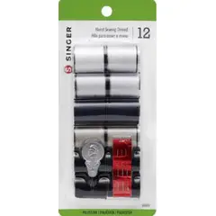 SINGER - Pack 12 hilos para coser a mano+agujas y enhebrador NEUTRO