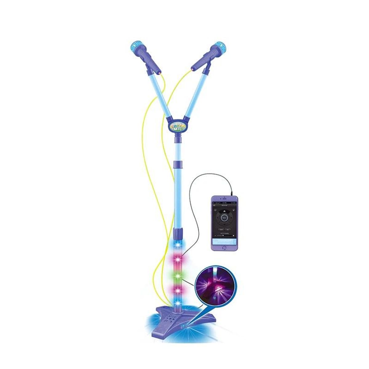 GENERICO - Microfono Doble Pedestal Juguete Mp3 Con Luces Azul…