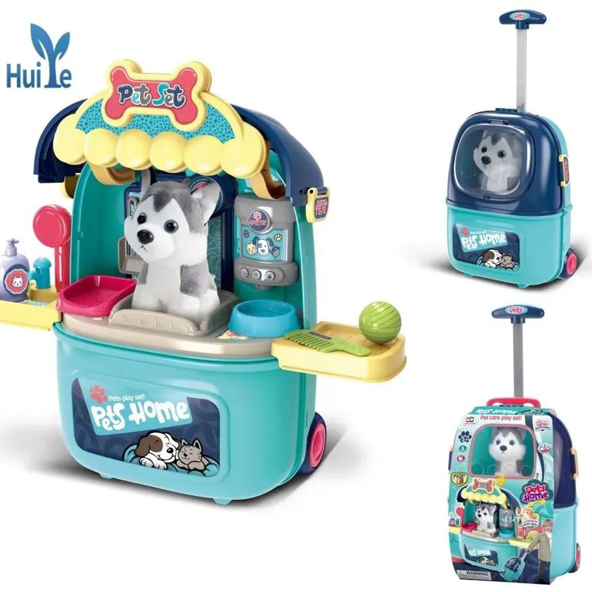 GENERICO - Maleta De Juguetes 2 En 1 Azul Con Perrito De Peluche