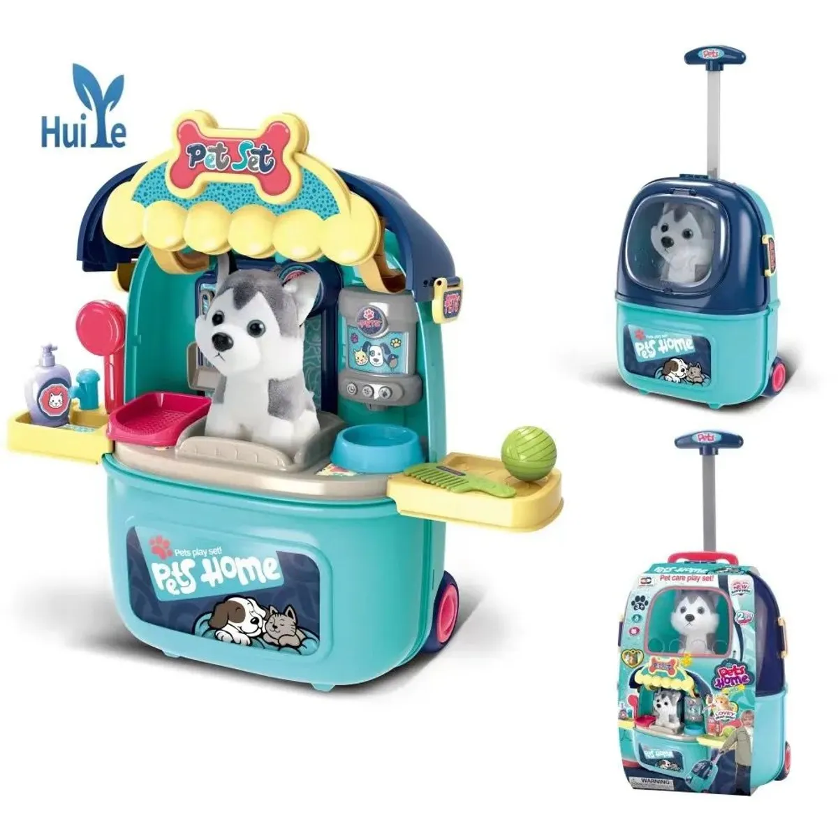 GENERICO - Maleta De Juguetes 2 En 1 Azul Con Perrito De Peluche