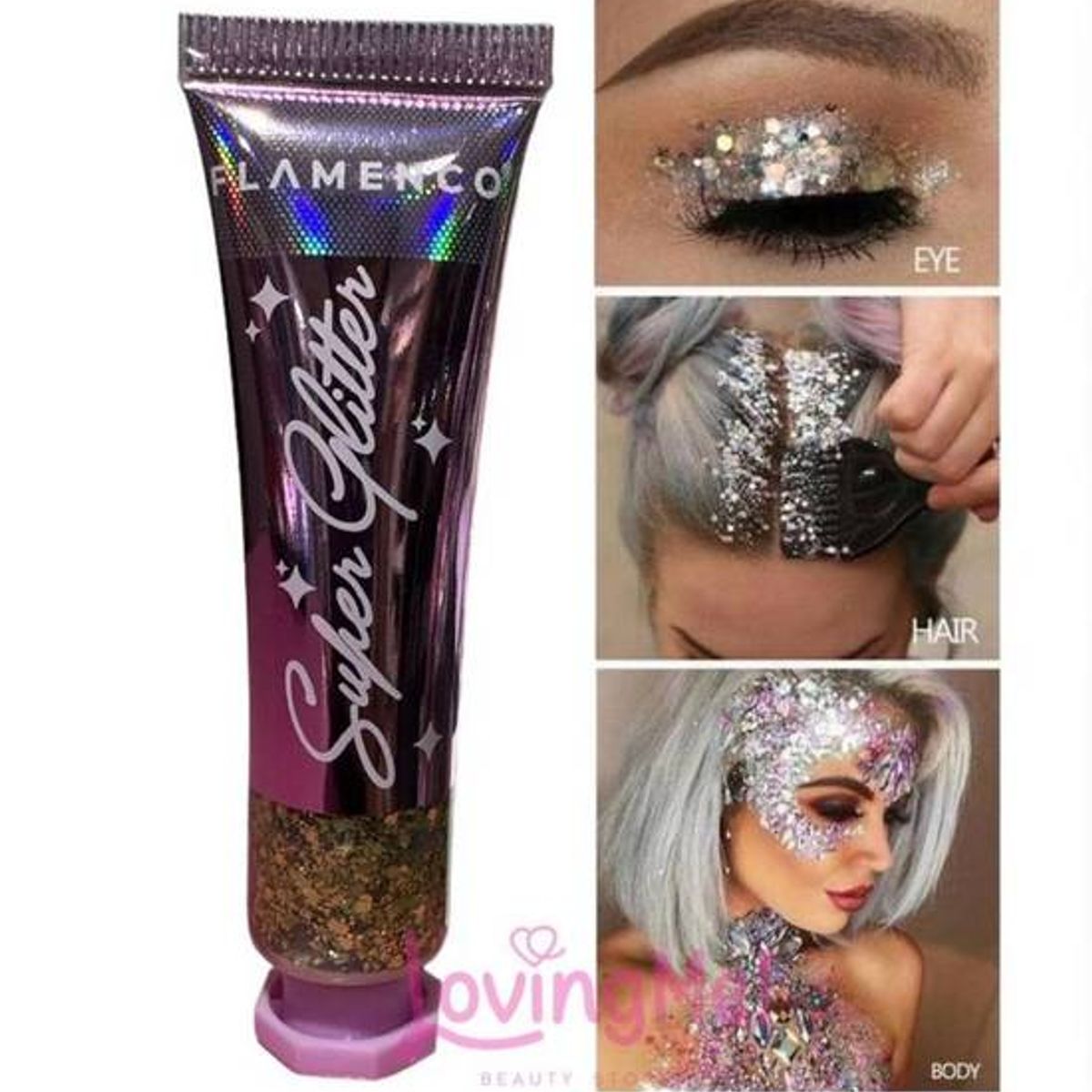 FLAMENCO - Glitter En Gel Para Cuerpo Cabello Y Rostro
