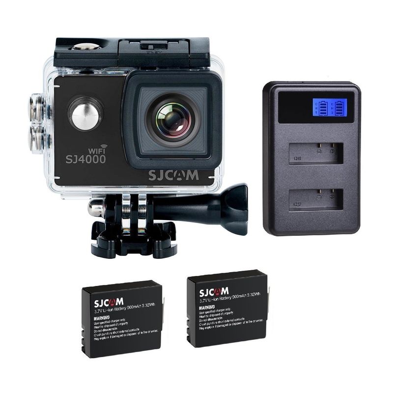 SJCAM - Pack Cámara deportiva SJCAM SJ4000 4K WiFi 2 baterias y cargador Led