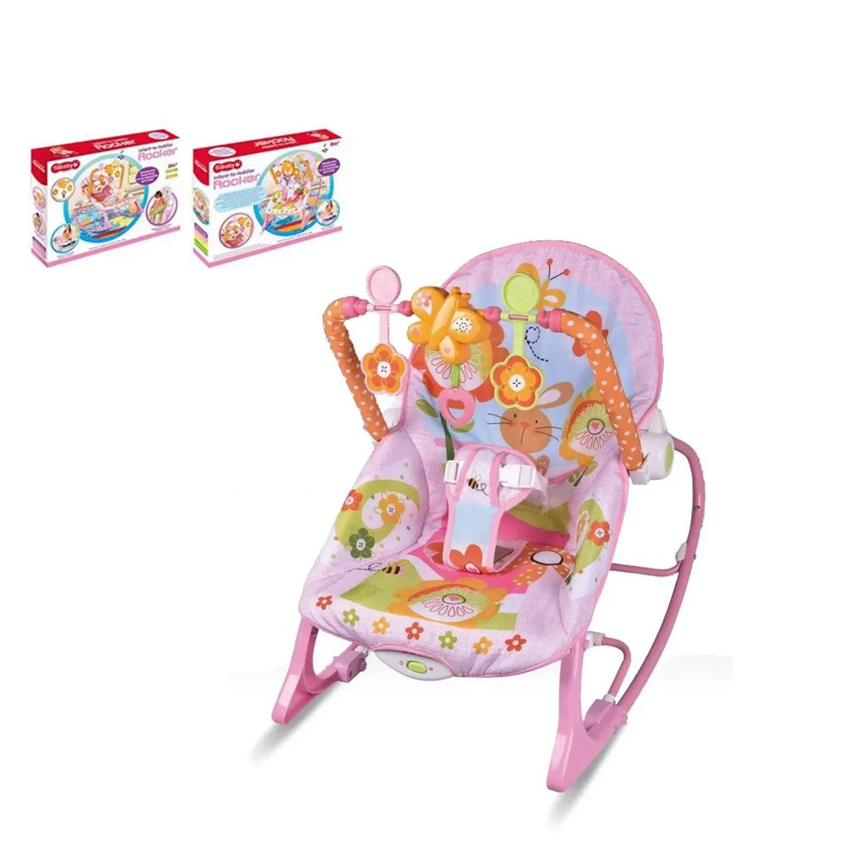 GENERICO - Silla Mecedora Musical Con Vibración Para Bebe Rosa