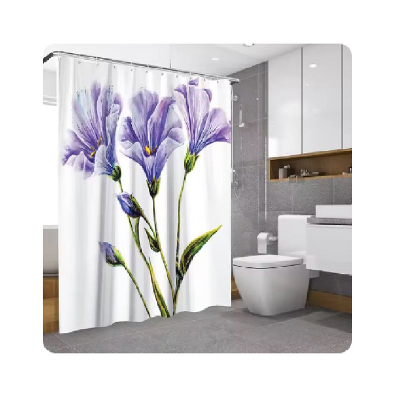 ANGELES DEL HOGAR - Set de baño 4 piezas Blanco con Flores Lila