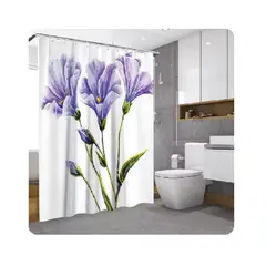 ANGELES DEL HOGAR - Set de baño 4 piezas Blanco con Flores Lila
