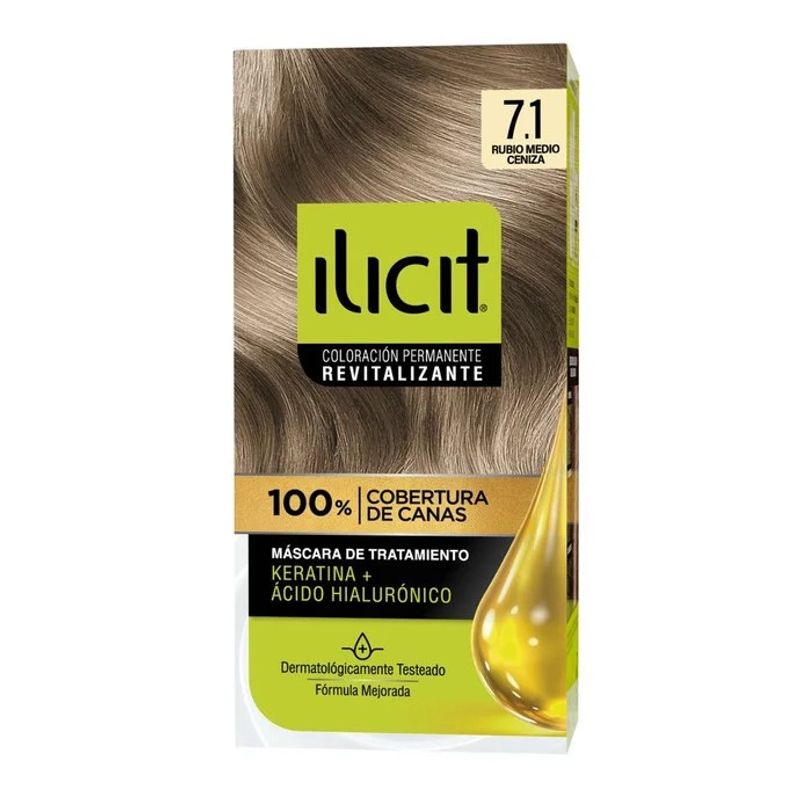 ILICIT - CAJA 12 UNIDADES  TONO 71 RUBIO MEDIO CENIZ ILICIT COLOR