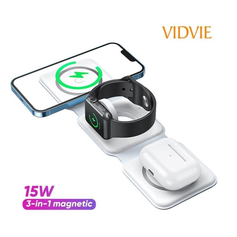 GENERICO - Cargador Inalámbrico VIDVIE WLC1408 3 en 1