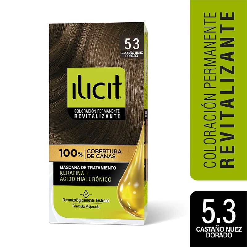 ILICIT - CAJA 12 UNIDADES  TONO 53 CASTAÑO NUEZ DORADO ILICIT COLOR