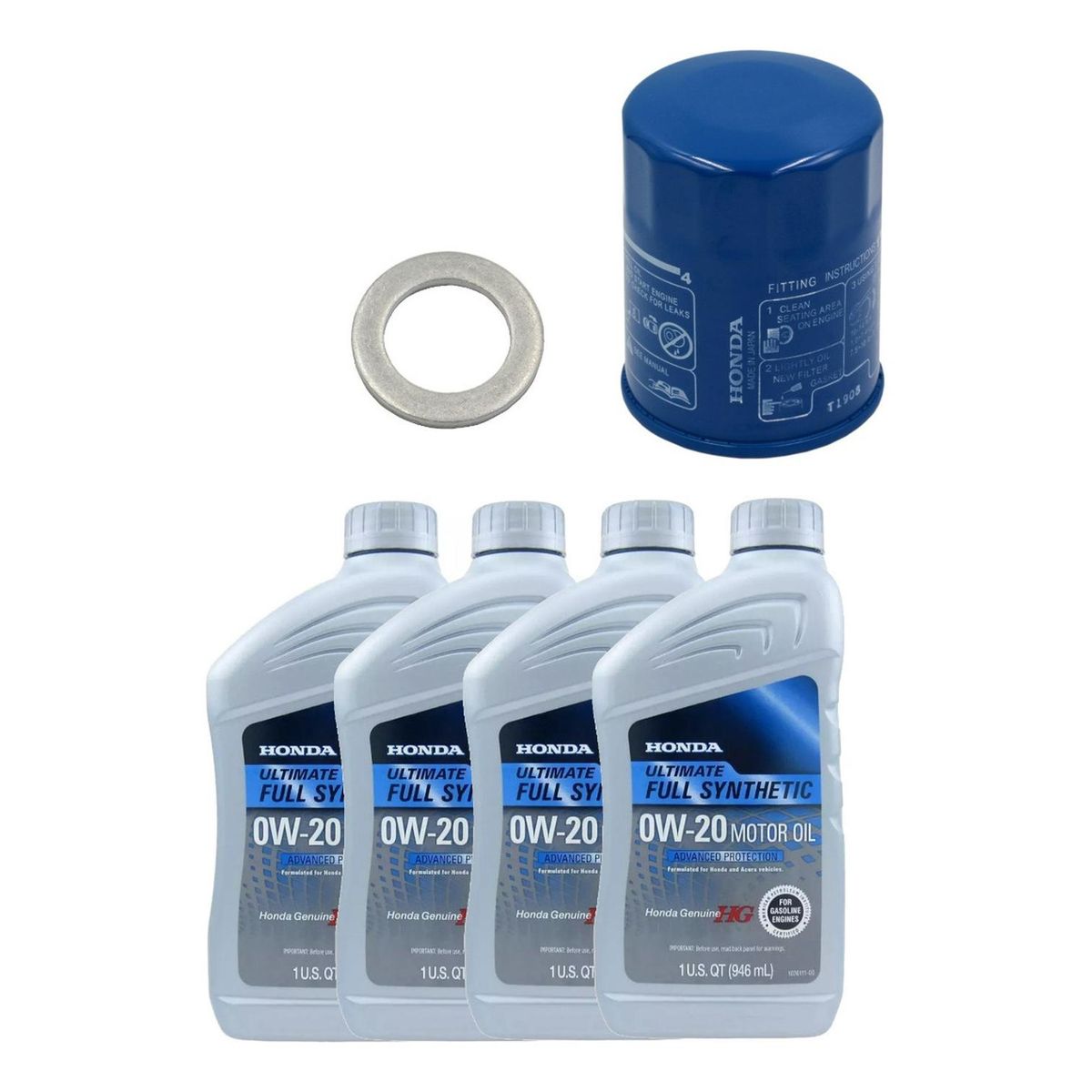 HONDA - Pack Filtro Aceite + Golilla + 4 Aceites 0w20 Honda Ultimate