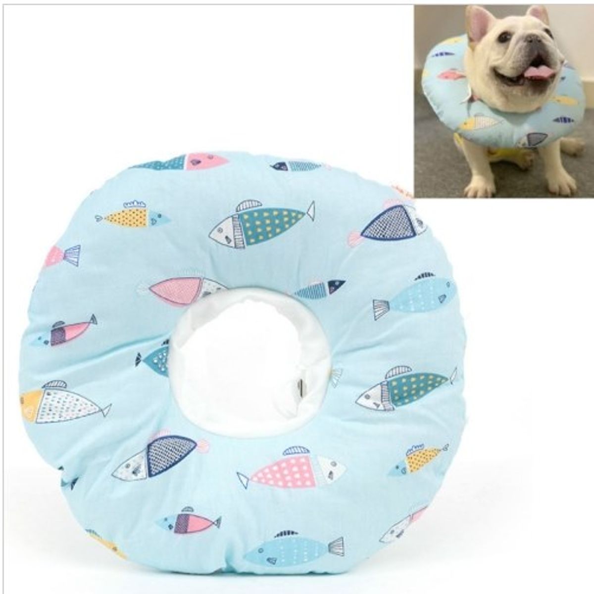 GENERICO - Collar isabelino de tela para mascota Talla S diseño PESCADO