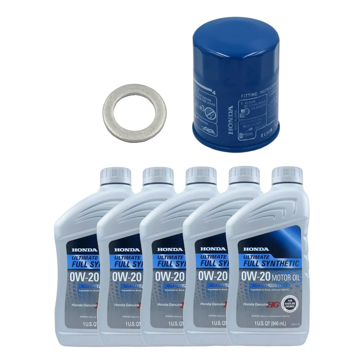 HONDA - Pack Filtro Aceite + Golilla + 5 Aceites 0w20 Honda Ultimate