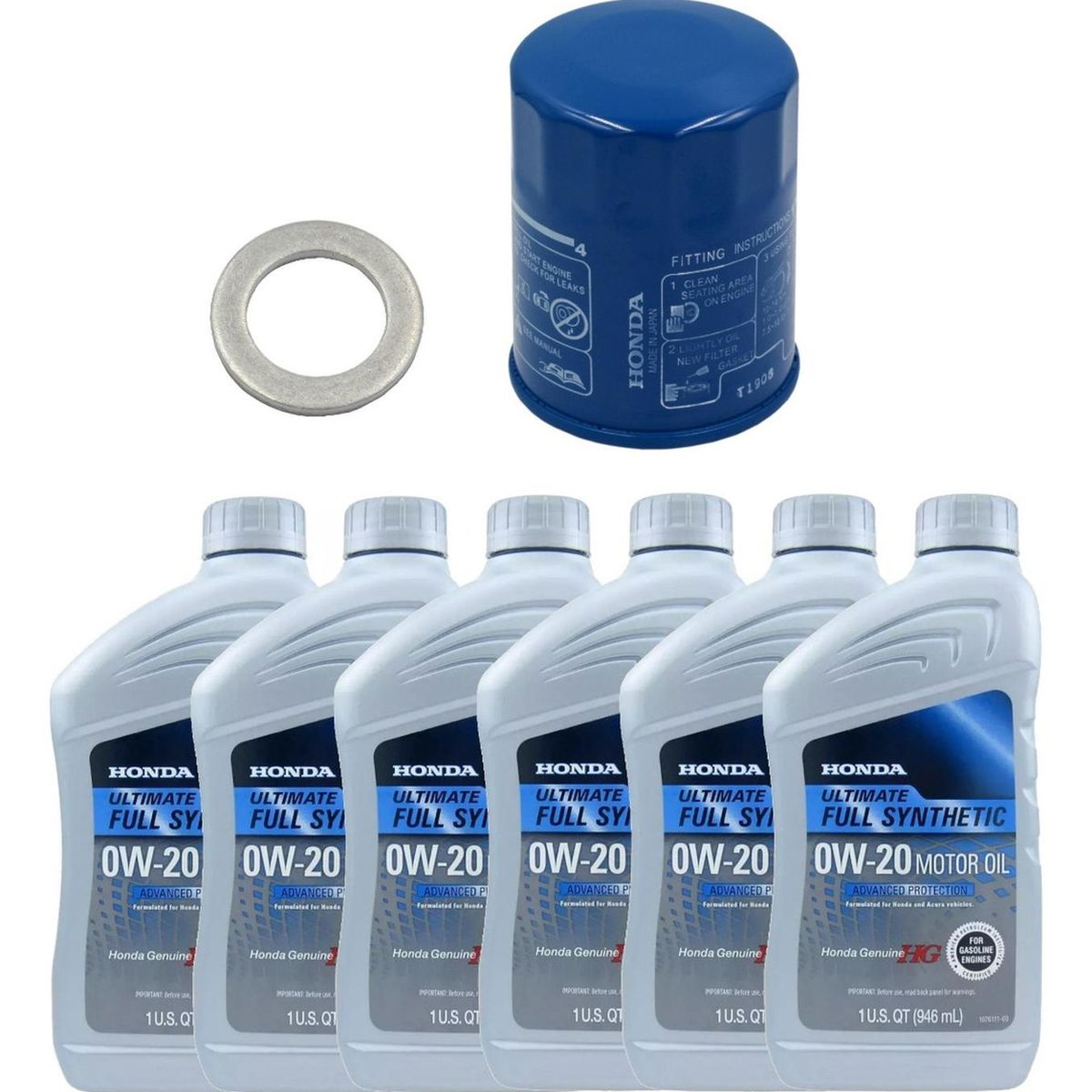 HONDA - Pack Filtro Aceite + Golilla + 6 Aceites 0w20 Honda Ultimate