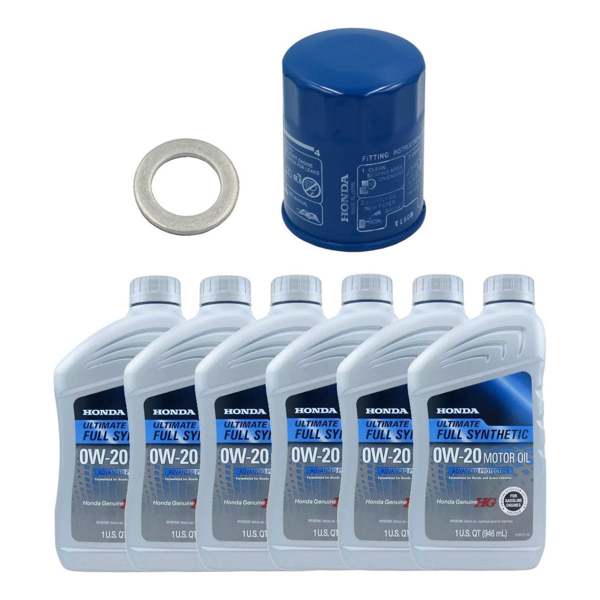 HONDA - Pack Filtro Aceite + Golilla + 6 Aceites 0w20 Honda Ultimate