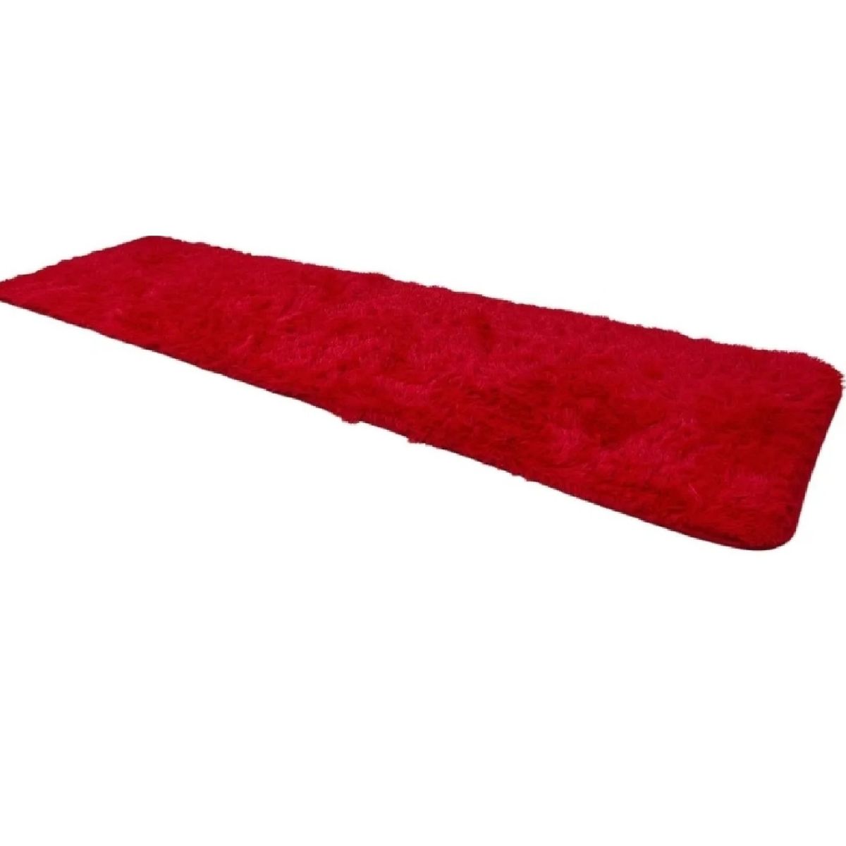 ANGELES DEL HOGAR - Alfombra Peluda Pasillera Roja 200x55cm