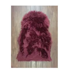 ANGELES DEL HOGAR - Alfombra Bajada de Cama Peluda Oveja Larga Burdeo 90x60cm
