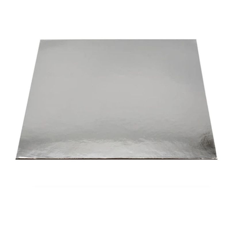 GENERICO - Base Cuadrada Gruesa Plata 25cm 5mm