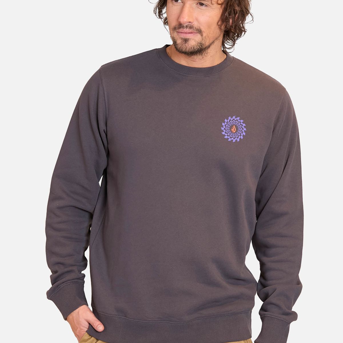 VOLCOM - Poleron CR Rabbit Hole Crew Gris Hombre Volcom