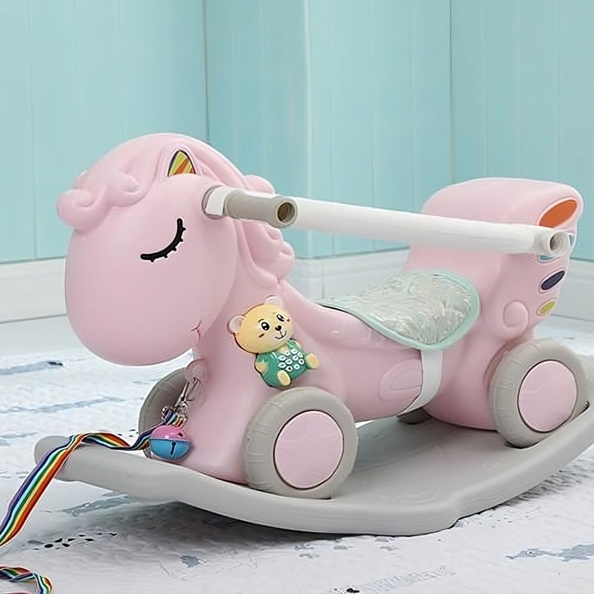 GENERICO - Corre-pasillo y Mecedor con barandas rosado