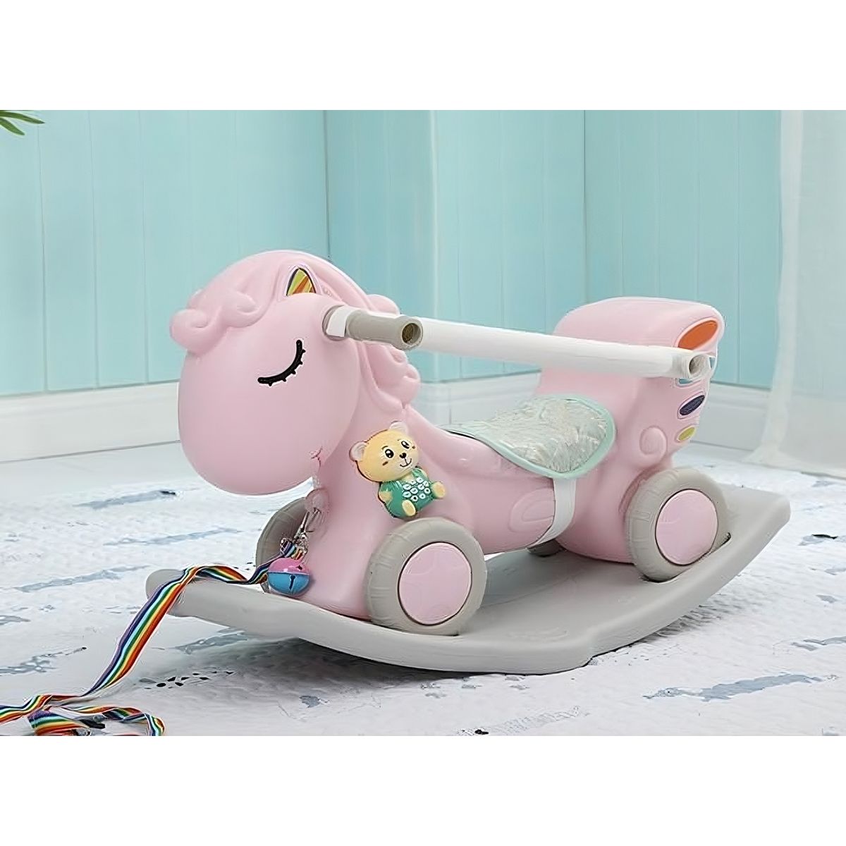 GENERICO - Corre-pasillo y Mecedor con barandas rosado