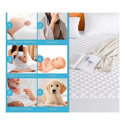 Imagen 2 del producto Cubre Colchón Impermeable De 2 Plazas Hipoalergénico + 2 fundas