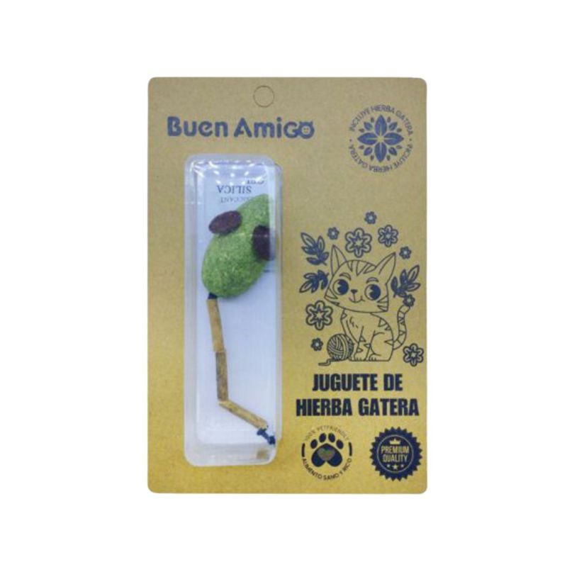 BUEN AMIGO - Juguete De Hierba Gatera Para Gatos Con Forma De Raton