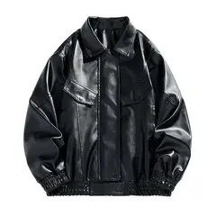 KNOWMLAB - Chaqueta Cuero Hombre Negro