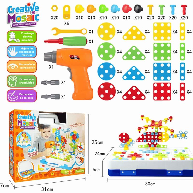 HAPPY LAPIZ - Maleta de Herramientas para Niños 237 Piezas