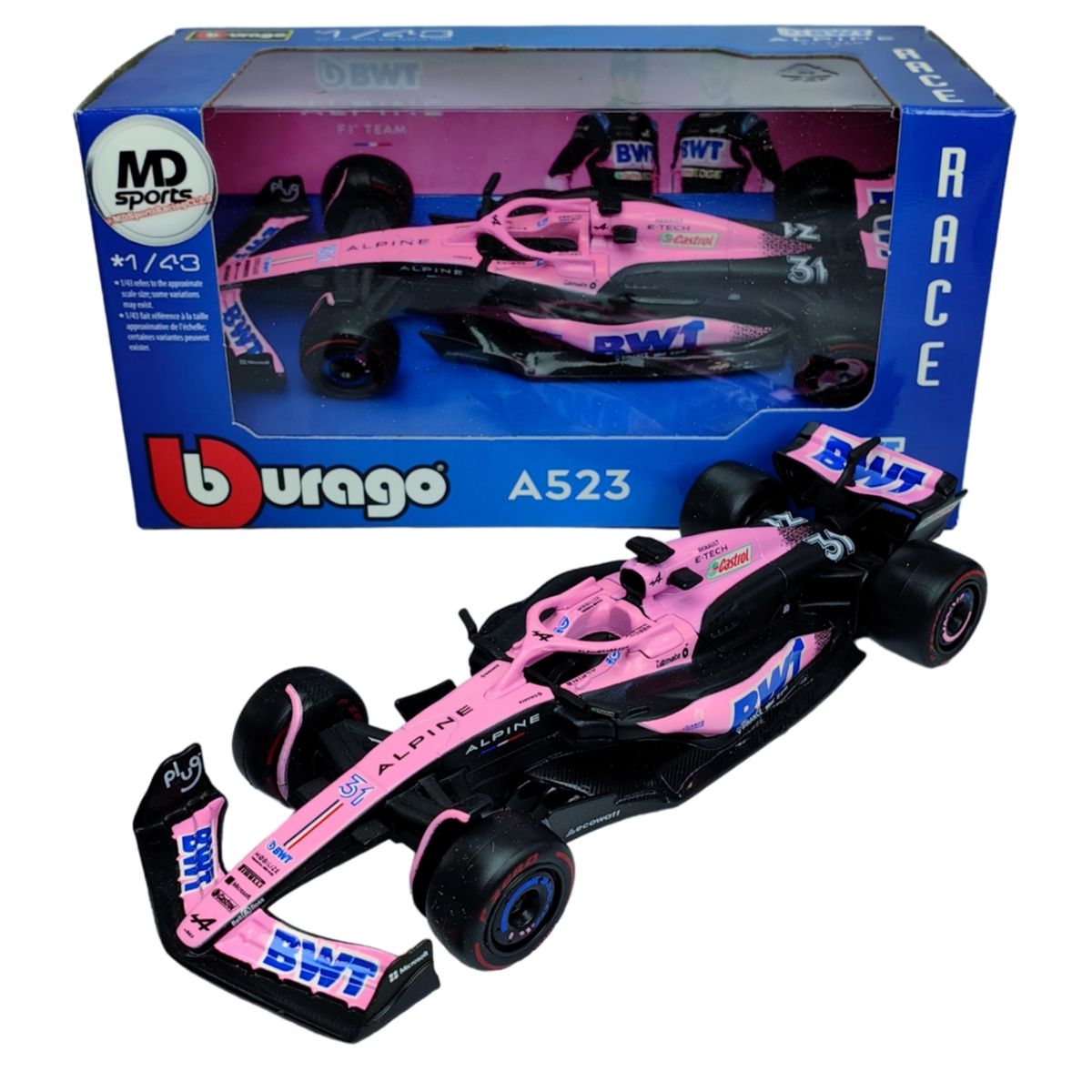 BBURAGO - Auto F1 Alpine A523 Rosa 2023 #10 P. Gasly Caja Normal 1:43