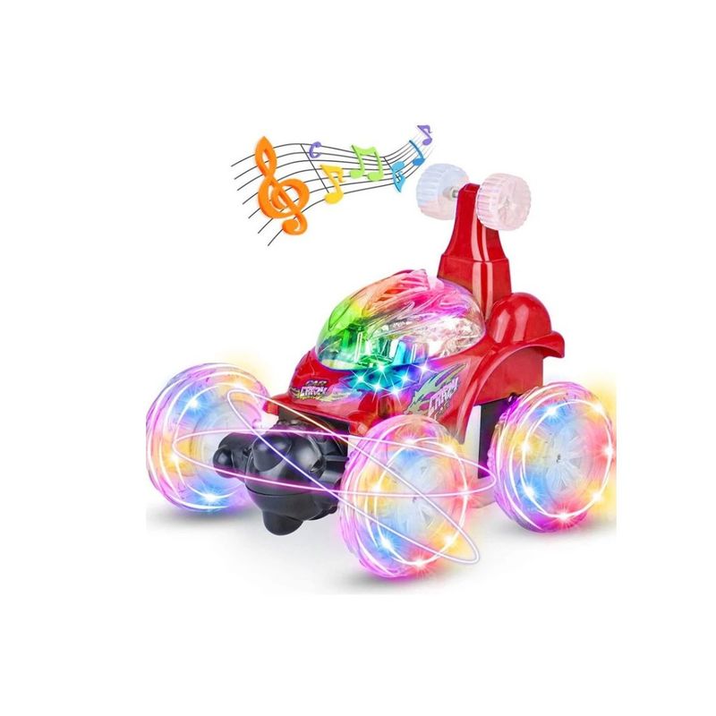 GENERICO - Auto Carro Loco a Control Remoto Rojo Luces Sonido 360 GraD