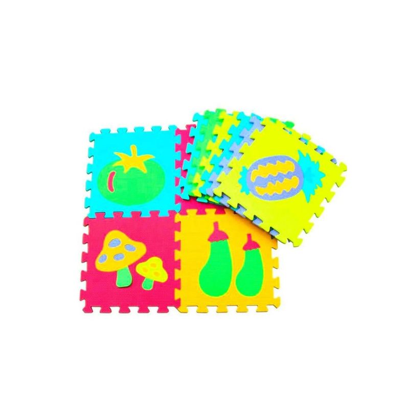 GENERICO - Alfombra Goma Eva Set 10 Cuadros Frutas 30x30 Bebés Niños