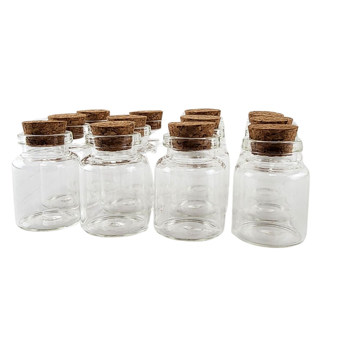 GENERICO - Set de 12 Frascos de Vidrio con Tapón de Corcho 3x4,5cm