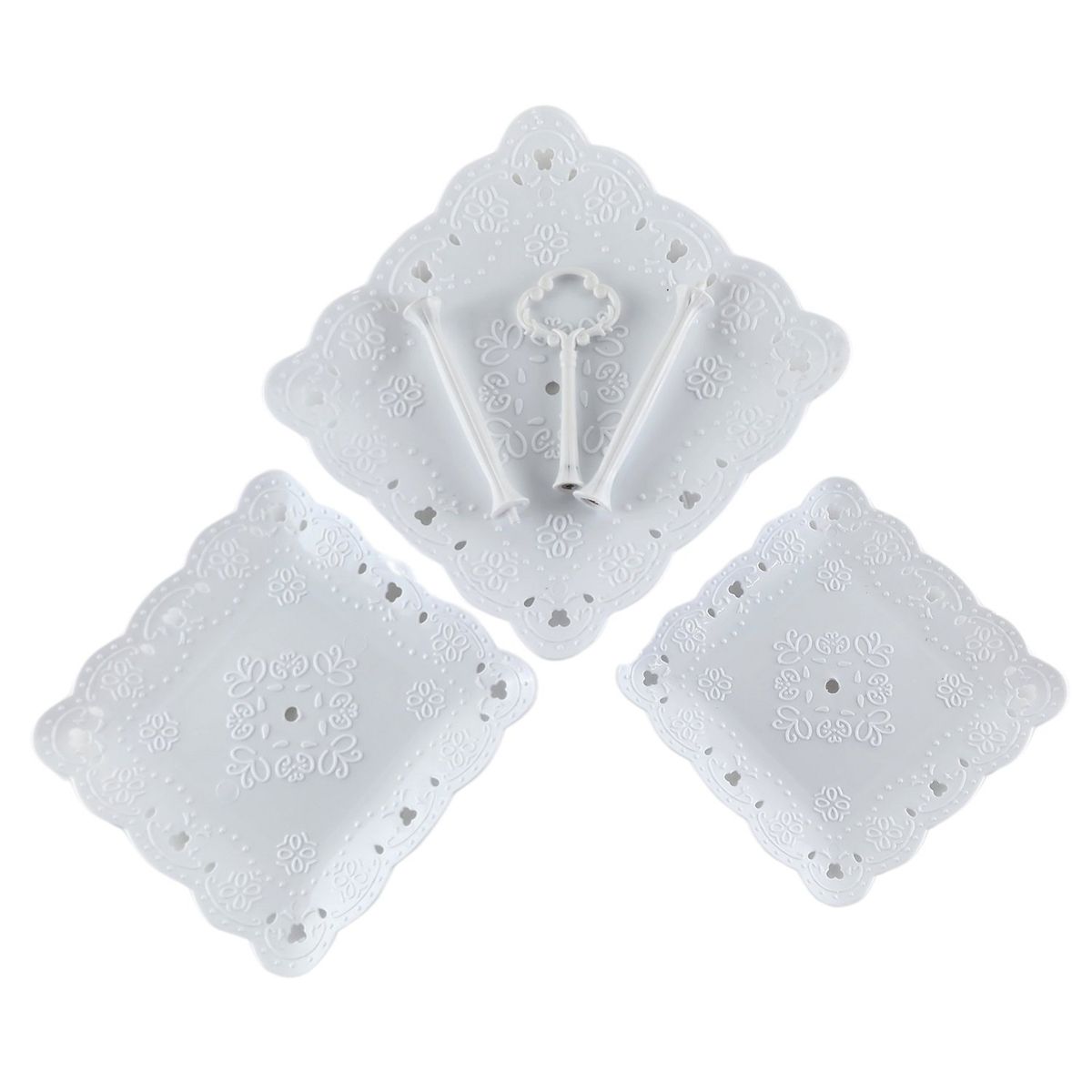 GENERICO - Mostrador Decorativo Cuadrado 3 Pisos para Celebraciones