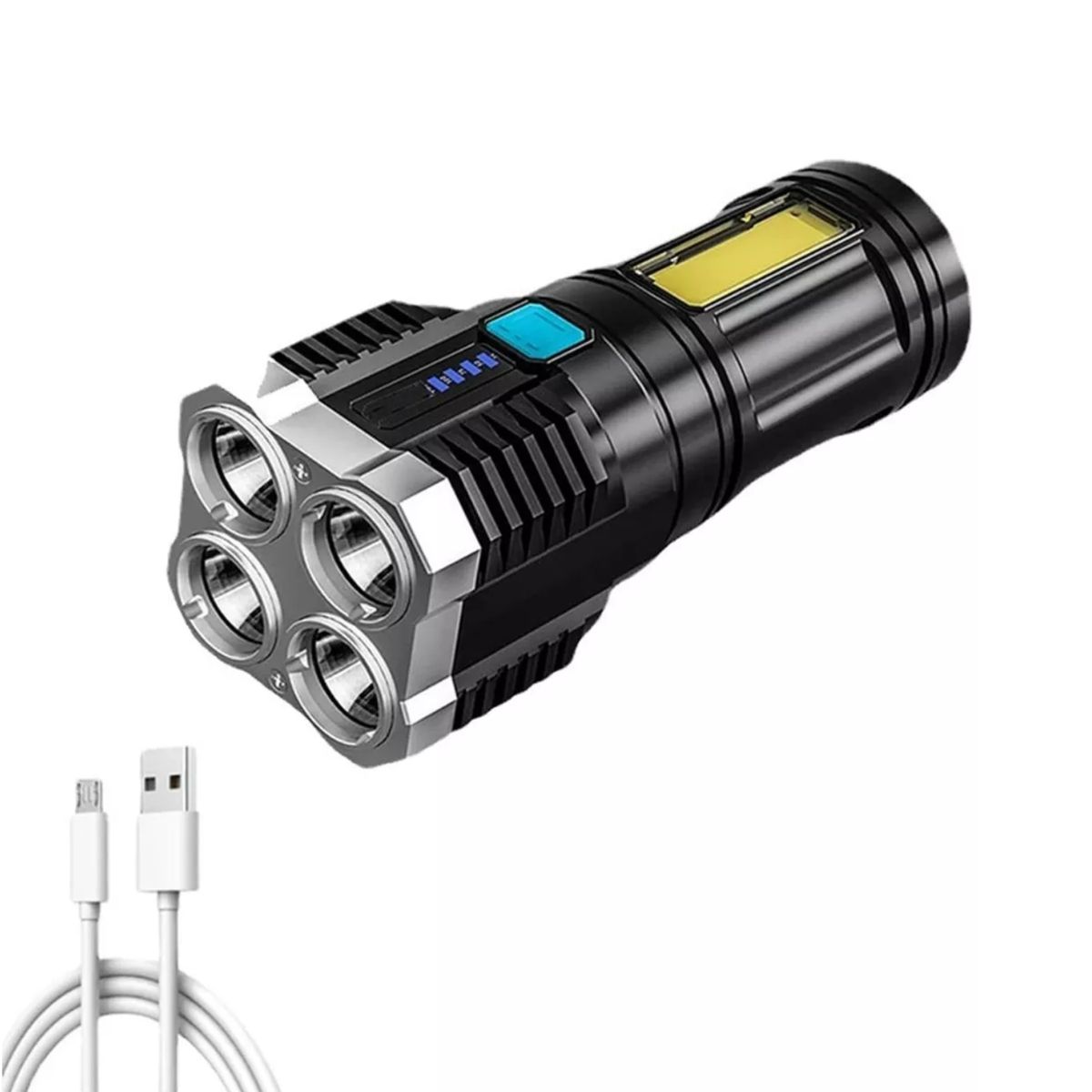 IMPORTCLICK - Linterna Led Luz Blanca 4 núcleos Alcance 500 M Recargable IMPORTCLICK