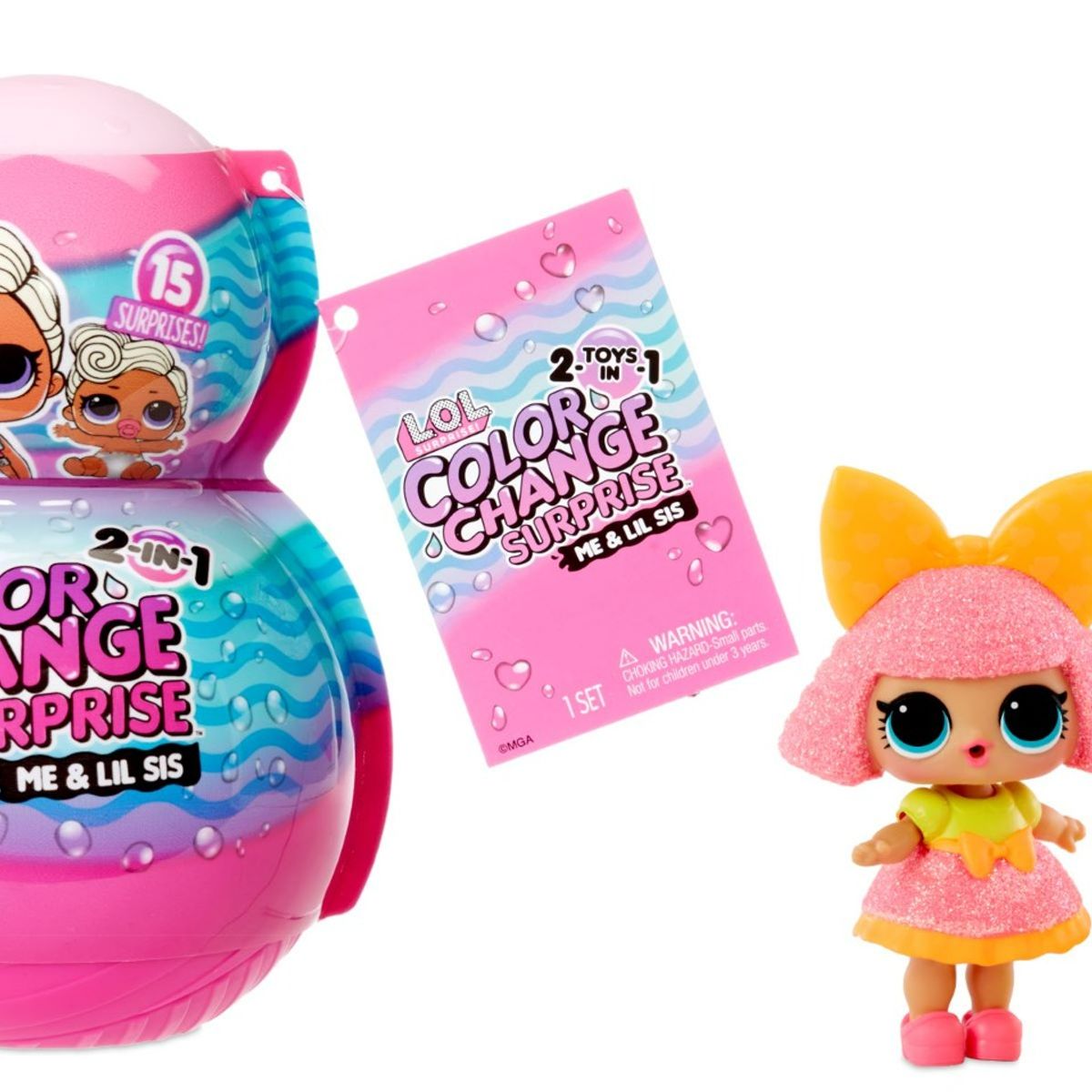 LOL SURPRISE - Muñeca Sorpresa LOL Cambia Color 2 en 1 Me & My Doll + Lil