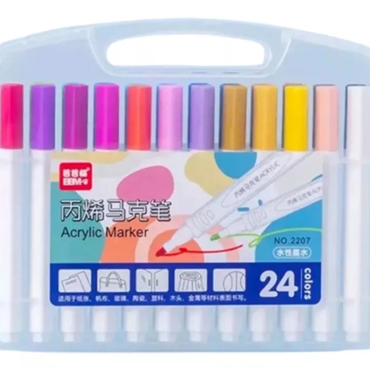 MUNDO MAGIA - Lápices Acrílicos Marcadores 24 Colores Acrylic Paint Marke