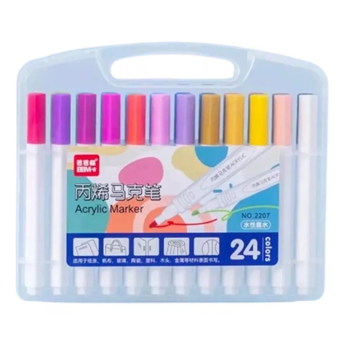 MUNDO MAGIA - Lápices Acrílicos Marcadores 24 Colores Acrylic Paint Marke